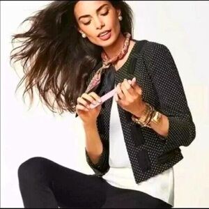 CAbi Seaside Chic Dot Print Black/White Cropped Jacket #5156 EUC Size 10